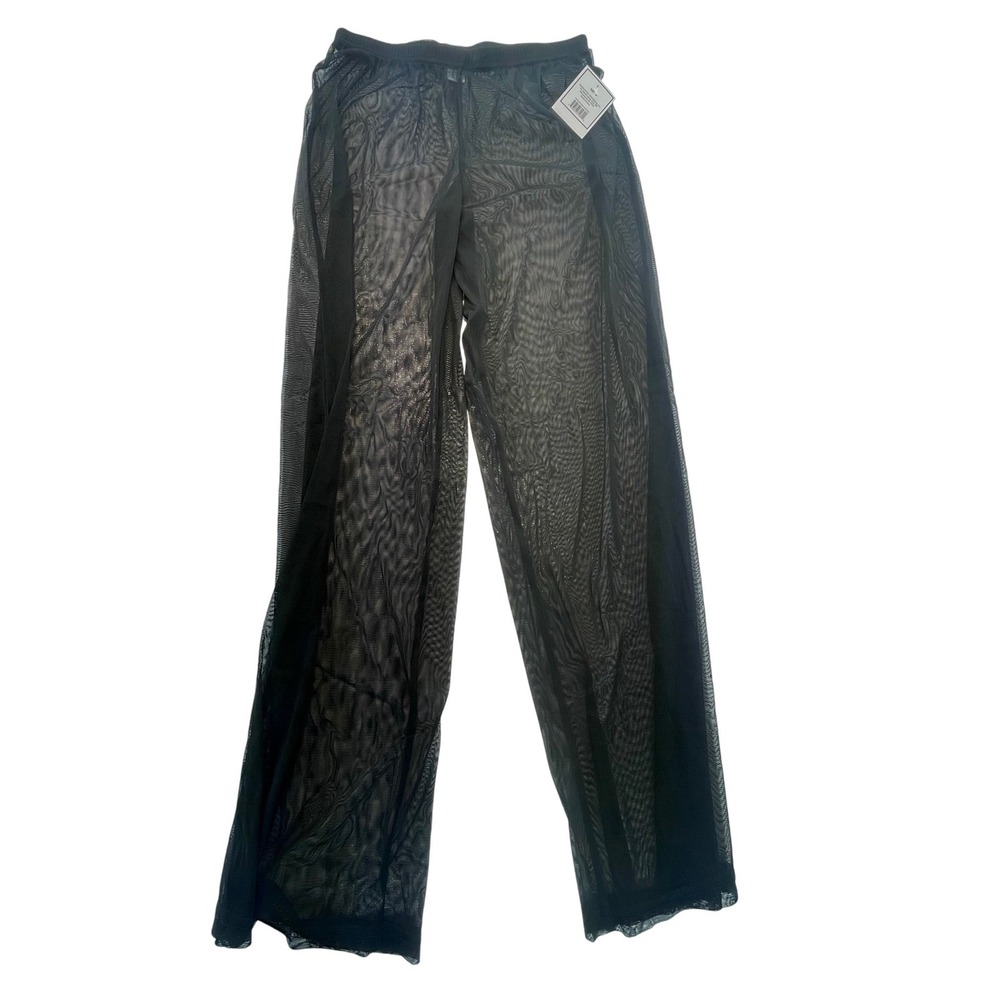 Black Mesh Pants‎ and Crop Top Set Women's Size M Sheer See Through Trendy NWT